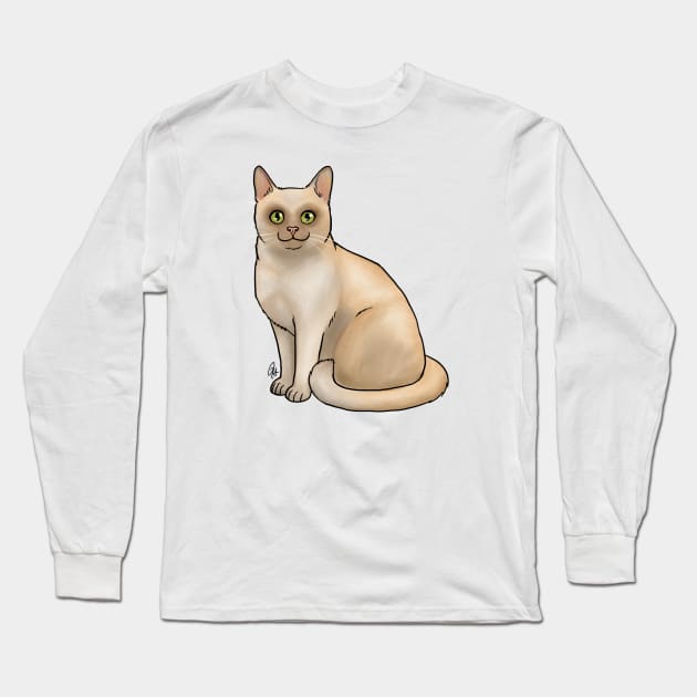 Burmese Cat - Cream Long Sleeve T-Shirt by Jen's Dogs Custom Gifts and Designs